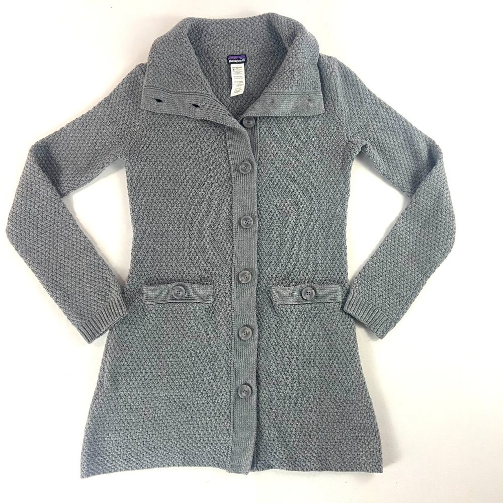 PATAGONIA Gray Merino Wool Button Front Cardigan Sweater Coat Jacket Size Small